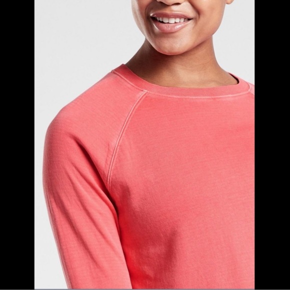 Athleta Women Crewneck Pullover Sweatshirt Long Sleeve Coral Pink Size Small - Picture 3 of 8